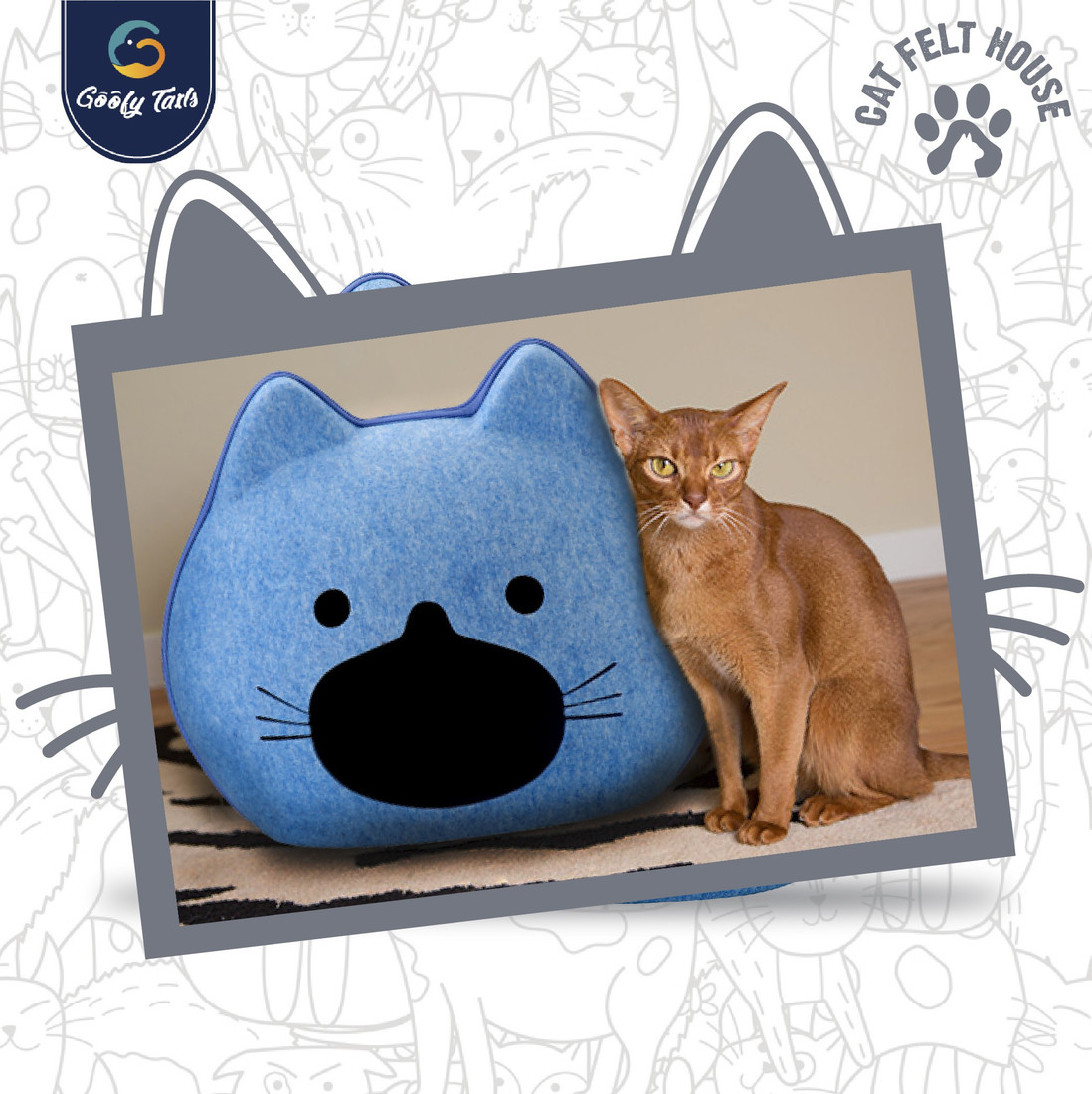 Goofy Tails Cat Face Felt Bed Pet House Easy Zipper Felt Bed House For Cats Kittens S Pet Bed Price In India Buy Goofy Tails Cat Face Felt Bed Pet House Easy