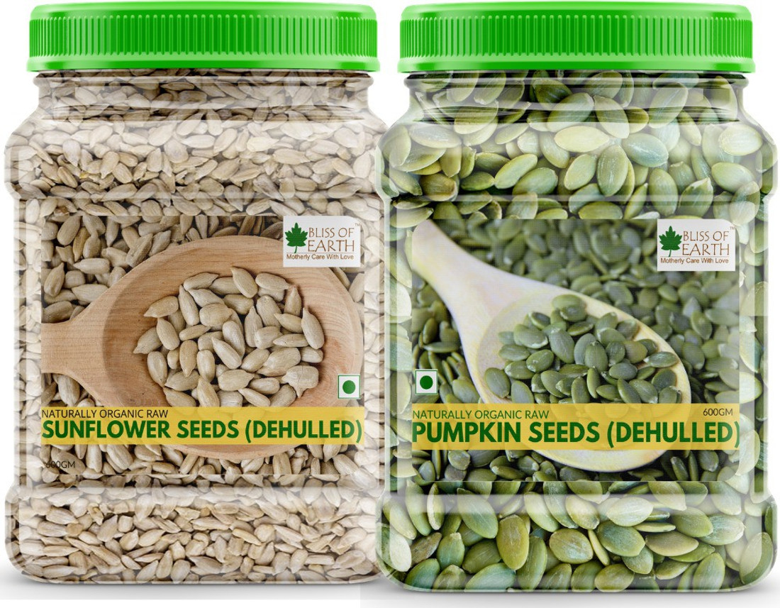 Bliss Of Earth 2x600gm Combo Of Naturally Organic Sunflower Seeds Pumpkin Seeds For Eating Raw Super Food Ready To Eat Price In India Buy Bliss Of Earth 2x600gm Combo Of