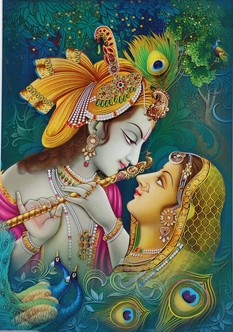 Radha Krishna Unframed Wall Sticker Poster Big Vinyl 24 X 48