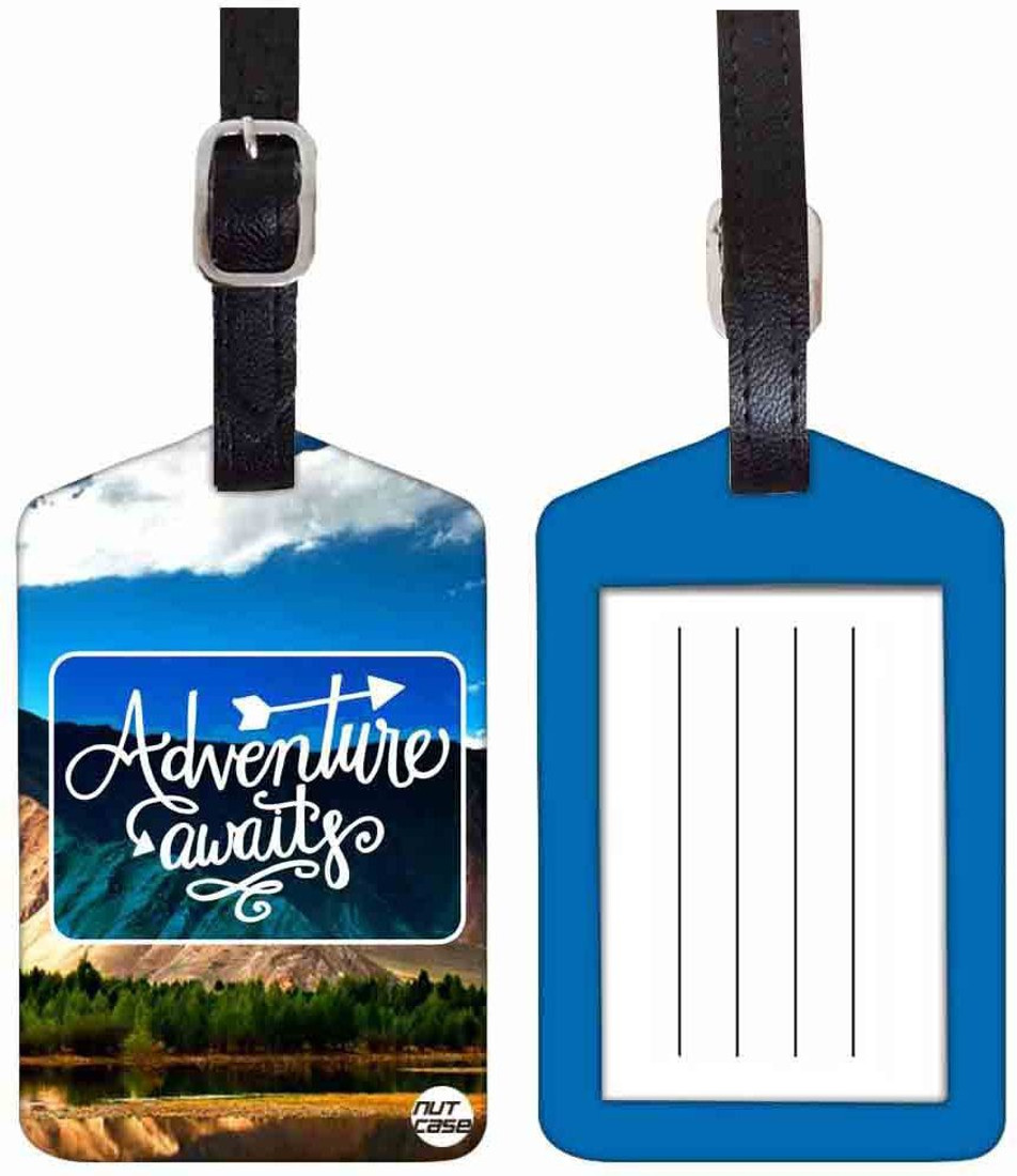 adventure awaits luggage tag