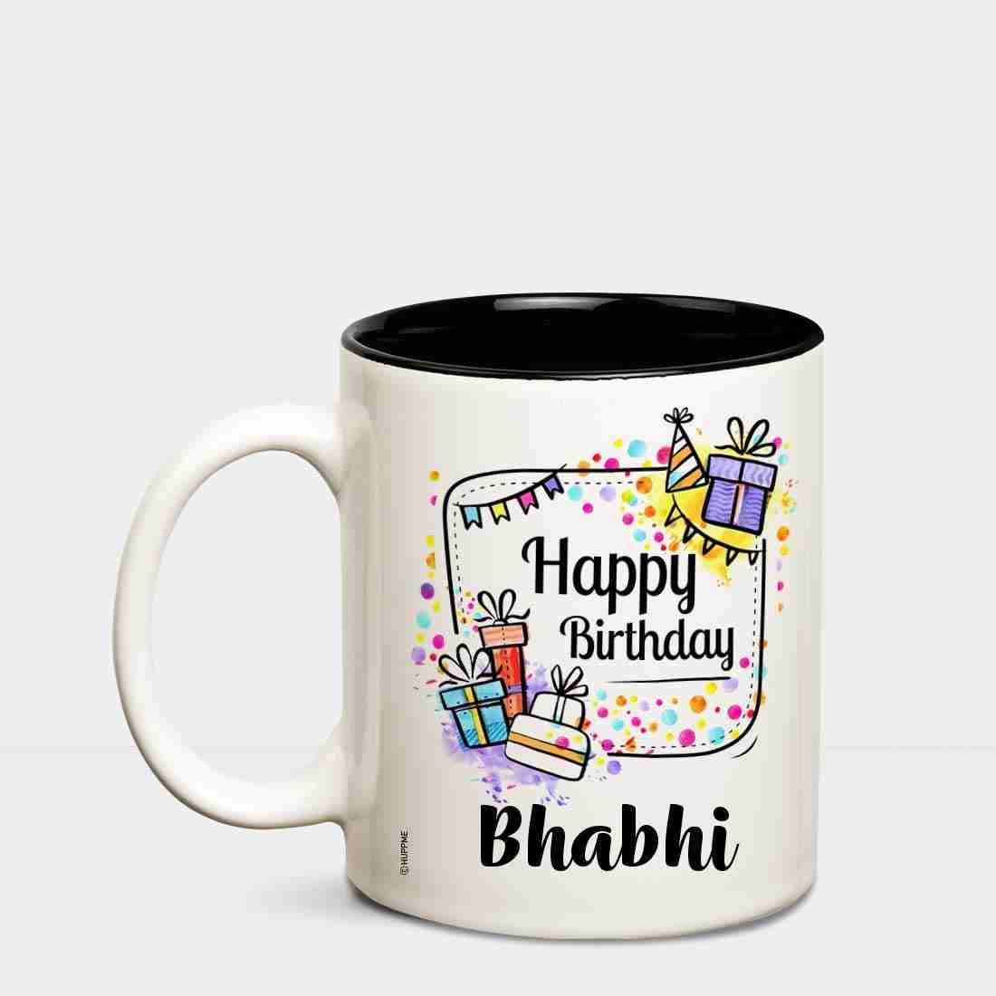HUPPME Happy Birthday Bhabhi Inner Black coffee name mug Ceramic ...