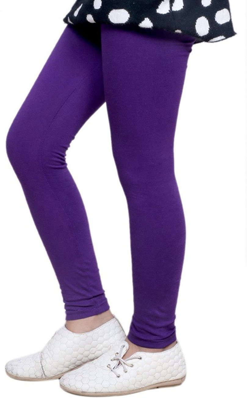 Pack of 2 Indistar 1 Solid and 1 Printed Ankle Length Legging For Girls