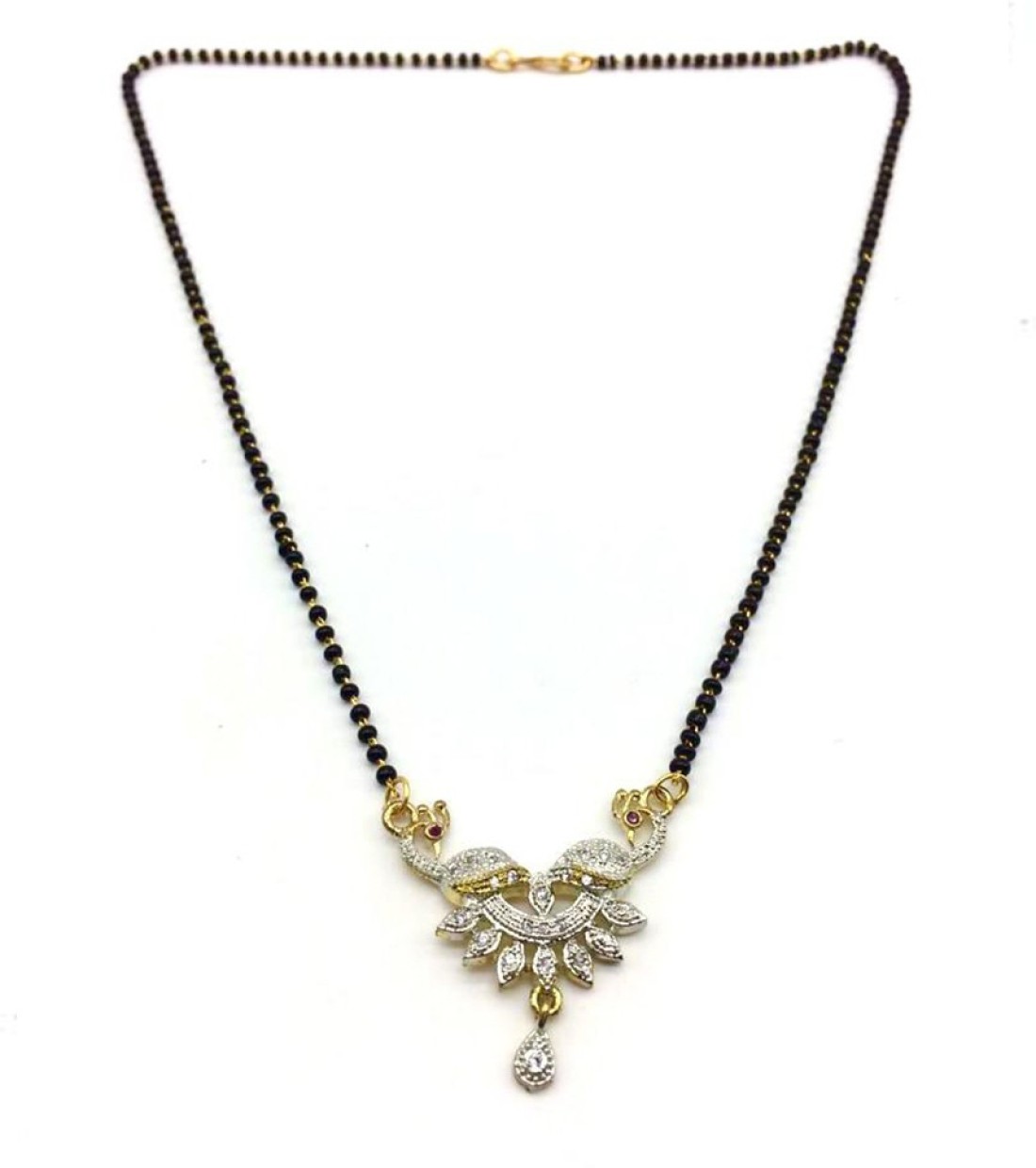 Black Beads Single Chain Necklace 
