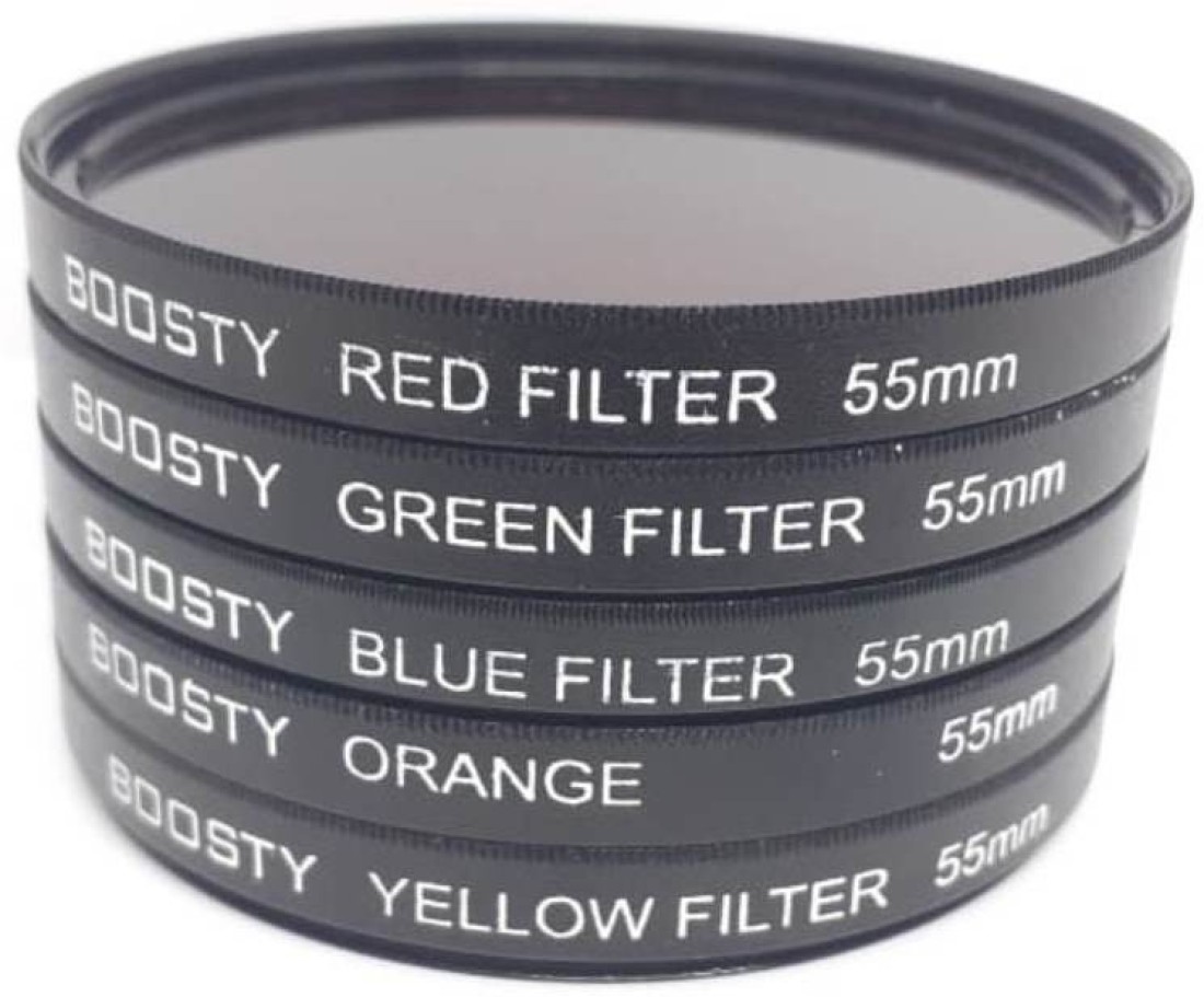 SHOPEE 9 Pieces 55MM Full Color Lens Filter Set for Camera Lens with 55MM  Filter Thread Includes Red Orange Blue Yellow Green Brown Purple Pink and