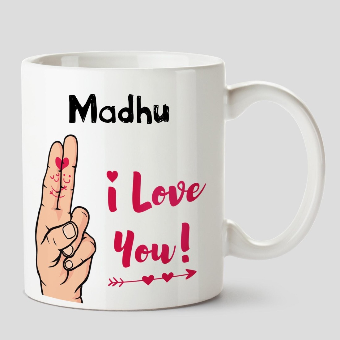 HUPPME I Love you Madhu Name Ceramic White Coffee - 330 ml Ceramic ...