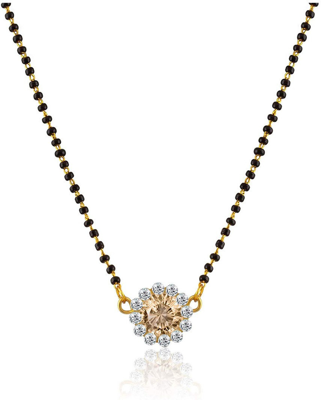 black beads chain with diamond pendant with price