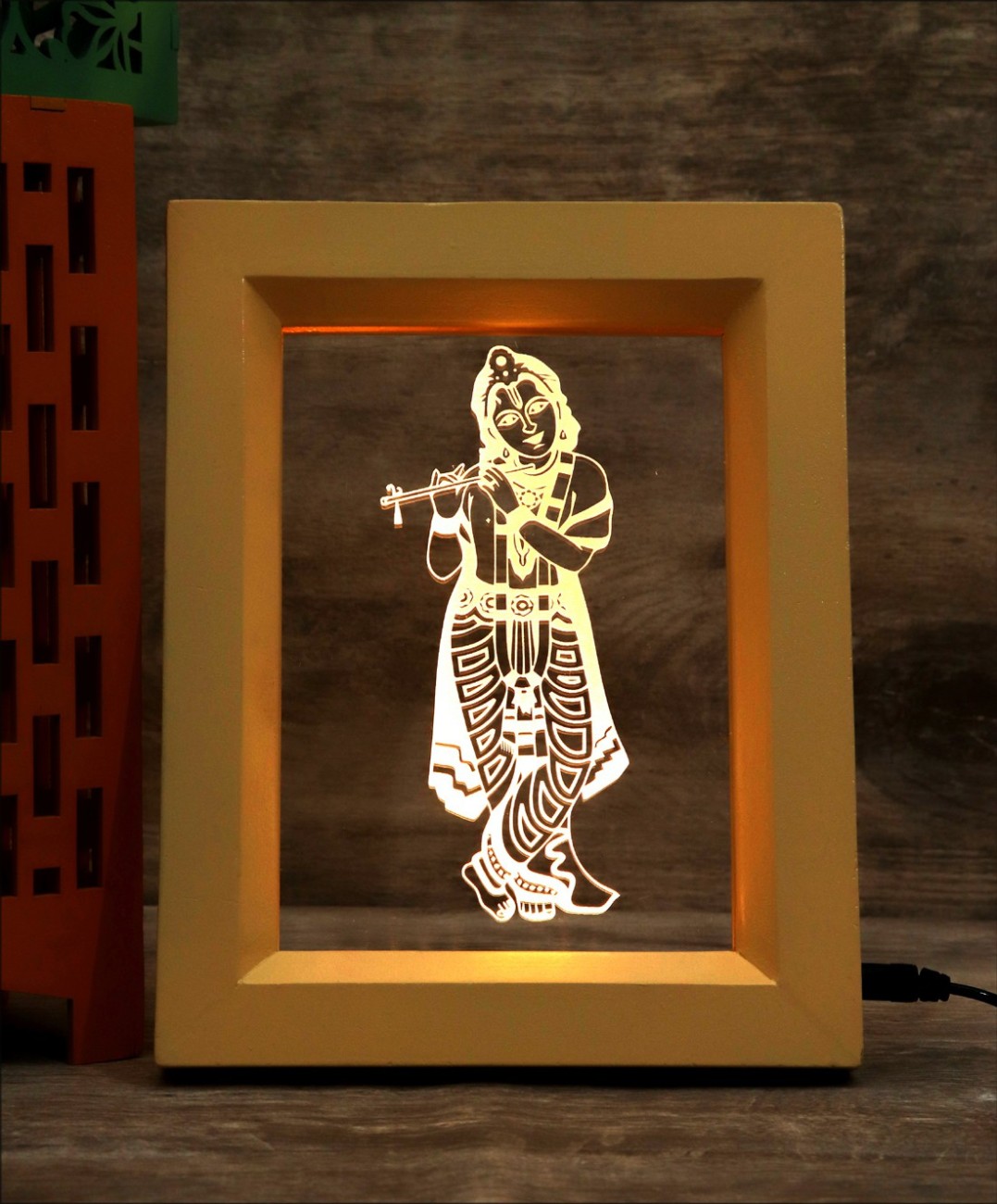 Gojeeva The Lord Krishna 3D illusion Acrylic Table Lamp(Color ...