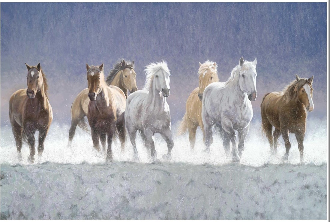 vastu Poster'' White 7 Horse vastu Painting, beautiful Seven Horse ...