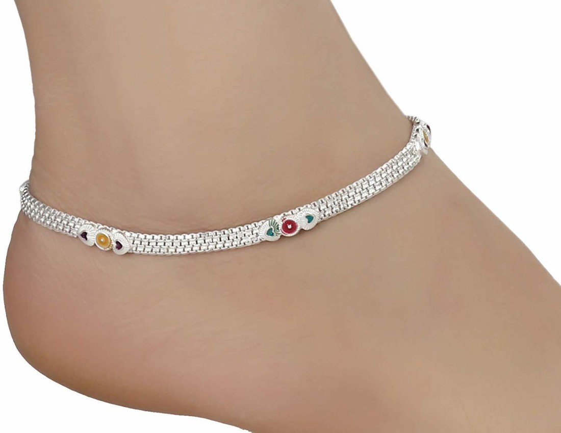Foot Jewelry Silver Plated White 