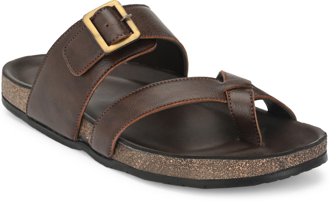 shences brown leather slippers