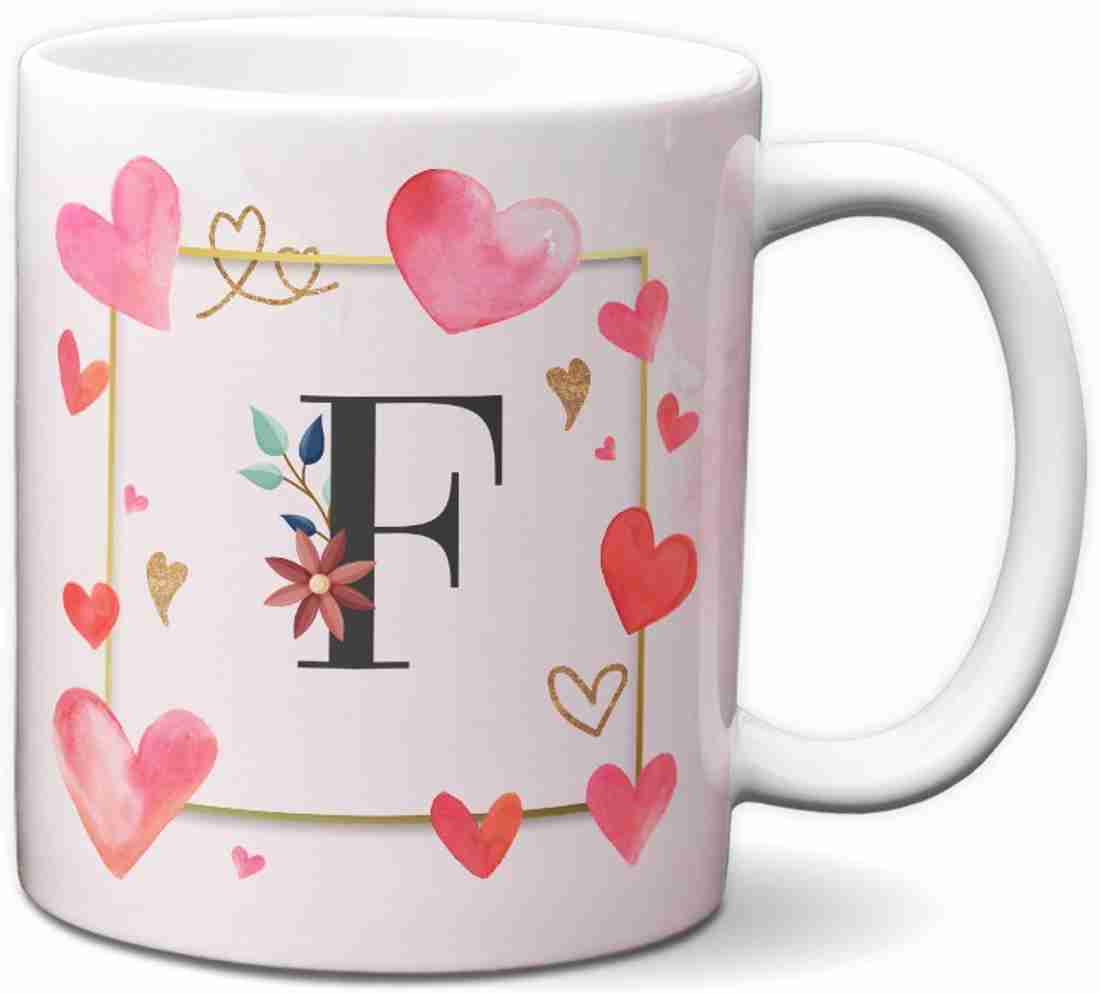 Jemiz Alphabet F Initial Letter F Floral Love Hearts Designer ...