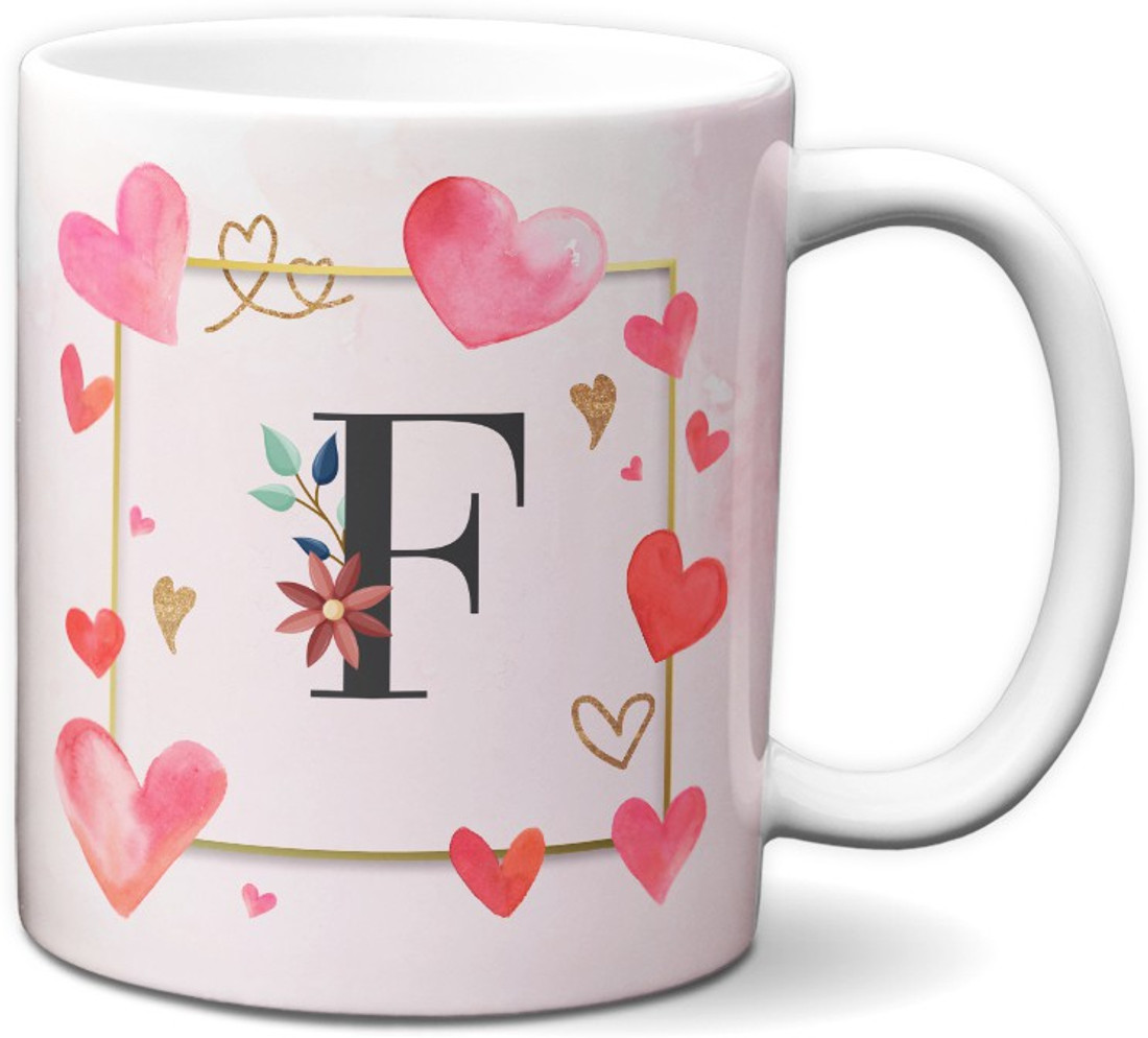 Jemiz Alphabet F Initial Letter F Floral Love Hearts Designer ...