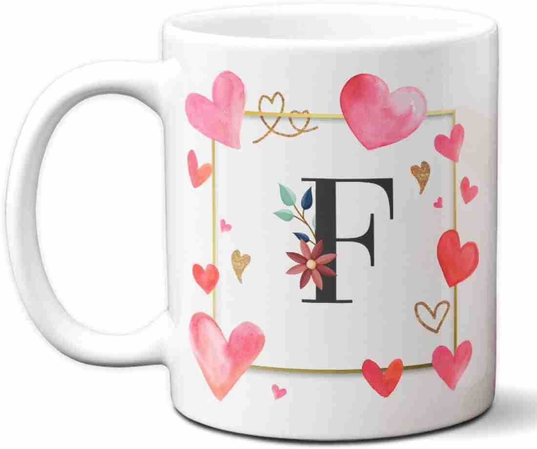 Jemiz Alphabet F Initial Letter F Floral Love Hearts Designer ...