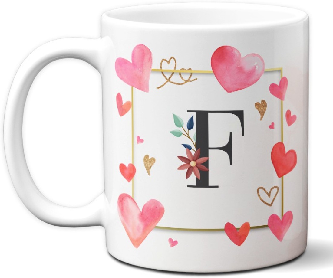 Jemiz Alphabet F Initial Letter F Floral Love Hearts Designer ...