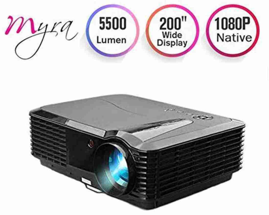 MYRA Projector with 5500 Android 6.0, WiFi, Bluetooth, LED Projector, Black (5500 lm) Portable Projector Price in India - Buy MYRA Projector with 5500 Lumens, Android 6.0, WiFi, Bluetooth, LED Projector,
