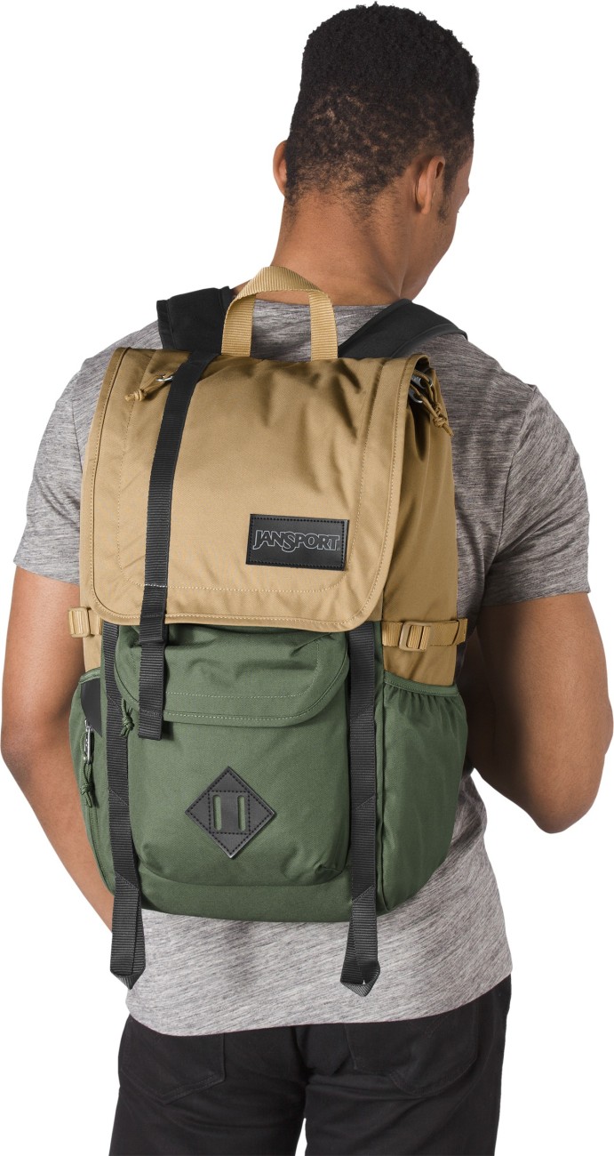 field tan jansport backpack