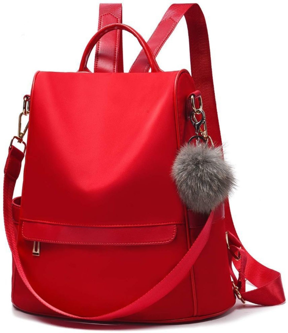 red leather backpack purse