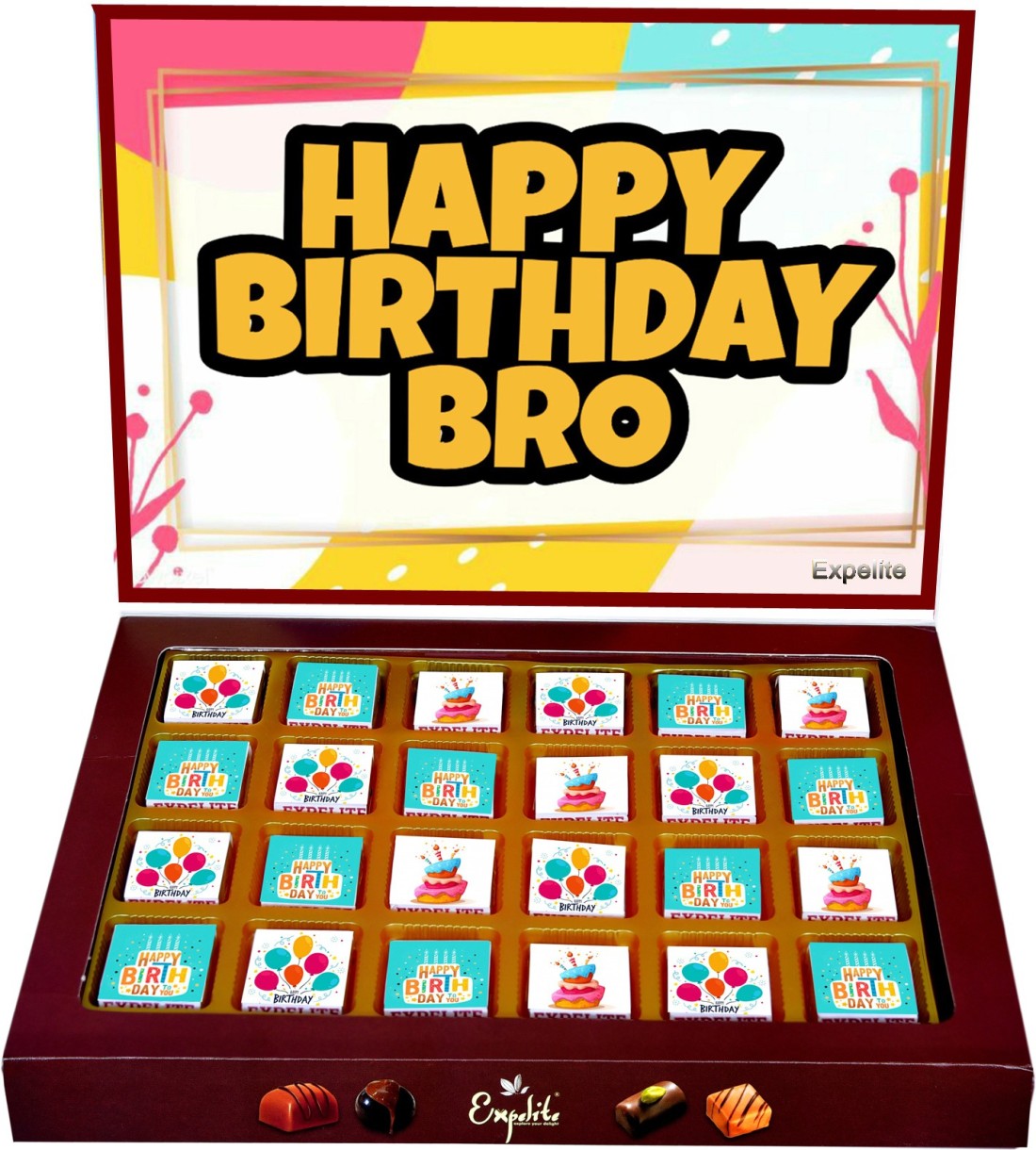 Expelite Happy Birthday Bro Chocolate gift box - 24 pc Birthday ...