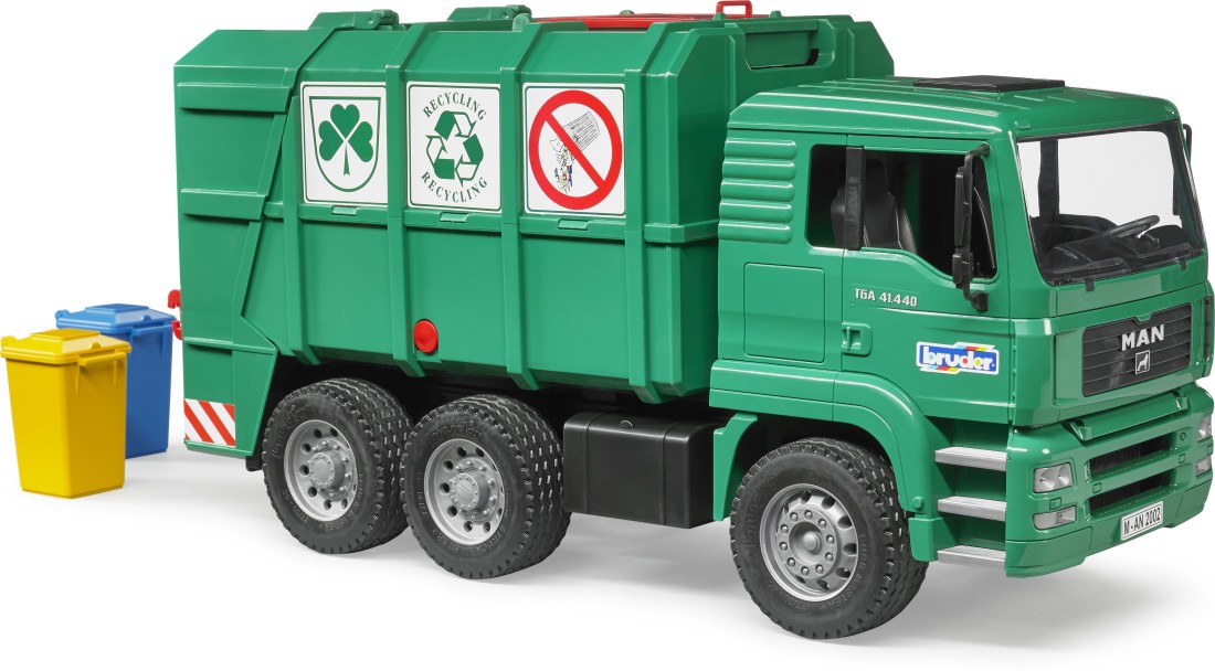 bruder green garbage truck