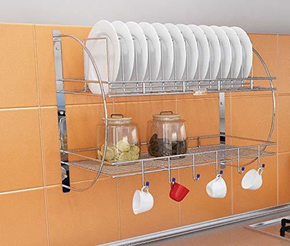 Stainless Steel Multipurpose Kitchen Rack, Wall Mount