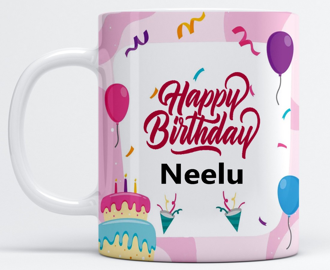 ❤️ Red White Heart Happy Birthday Cake For Neelu