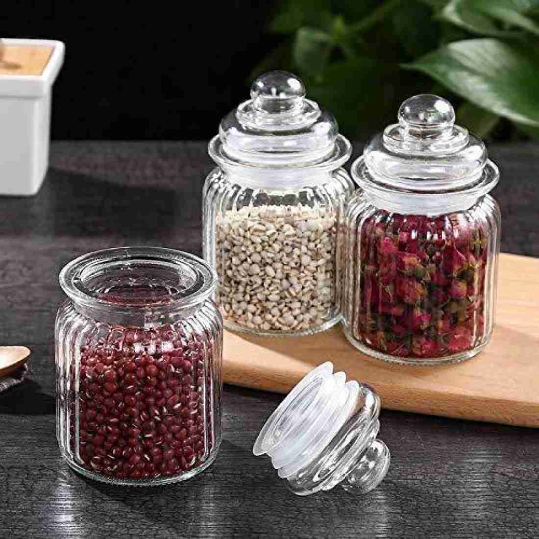 Glass Spice Jars Wide Mouth Sealed Airtight Container for Grain Spice 350ml, Size: 350 mL, Clear