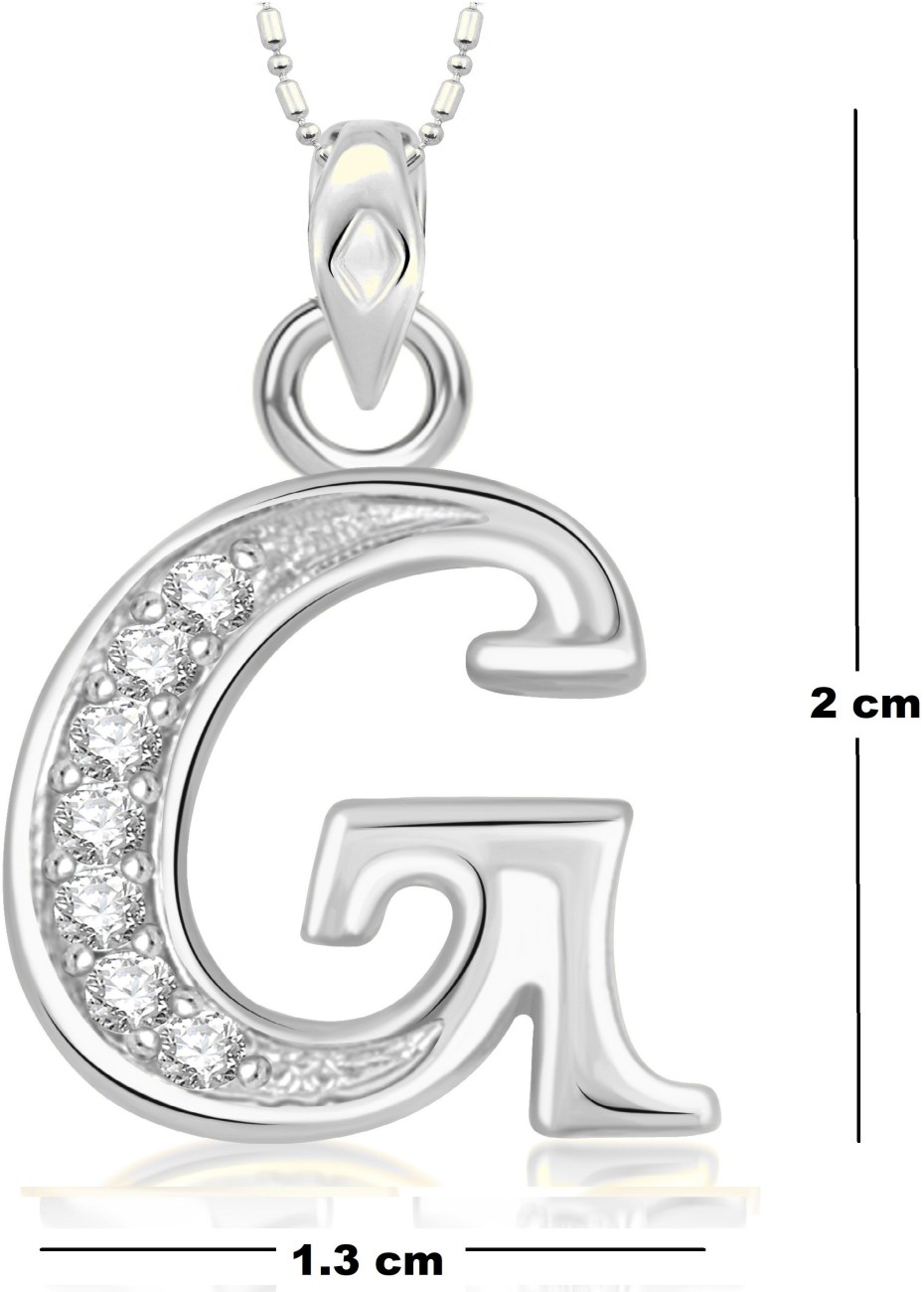Vshine Alphabet Y Pendant initial Letter American Diamond Studded Pendant Locket with Silver Chain Rhodium Silver Plated Stylish Fancy Latest Design