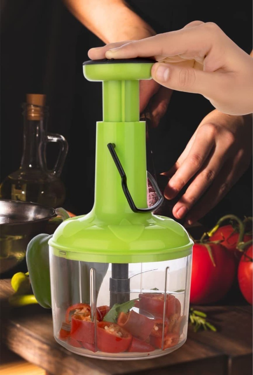 Manual Speedy Hand Press Food Chopper for Vegetables, Fruits, Nuts