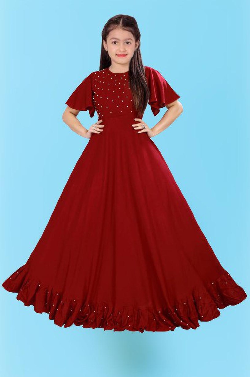 4JSTAR Girls Maxi/Full Length Festive/Wedding Dress Price in India ...