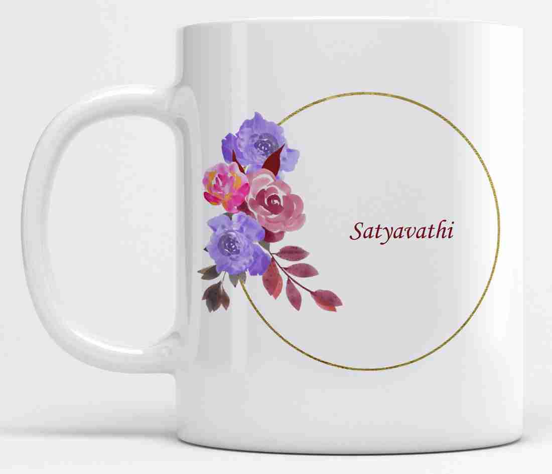 LOROFY Name Satyavathi Printed Floral Design Ceramic Coffee Mug ...