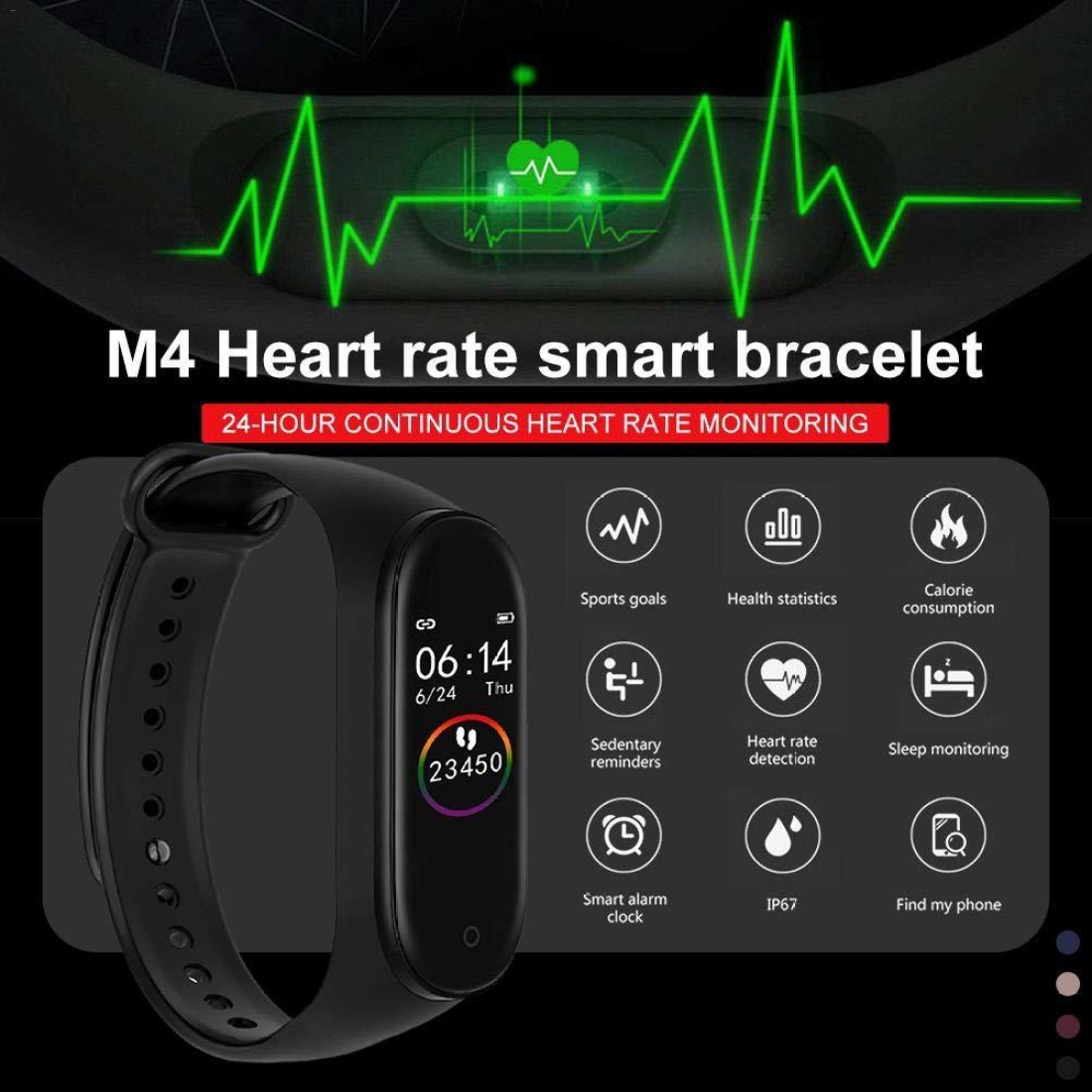 Welrock M4 Intelligence Bluetooth Health Wrist Smart Band Watch  MonitorSmart BraceletSmart Watch for MenActivity TrackerBracelet Watch  for MenSmart Fitness Band  Black  LowestRate Shopping