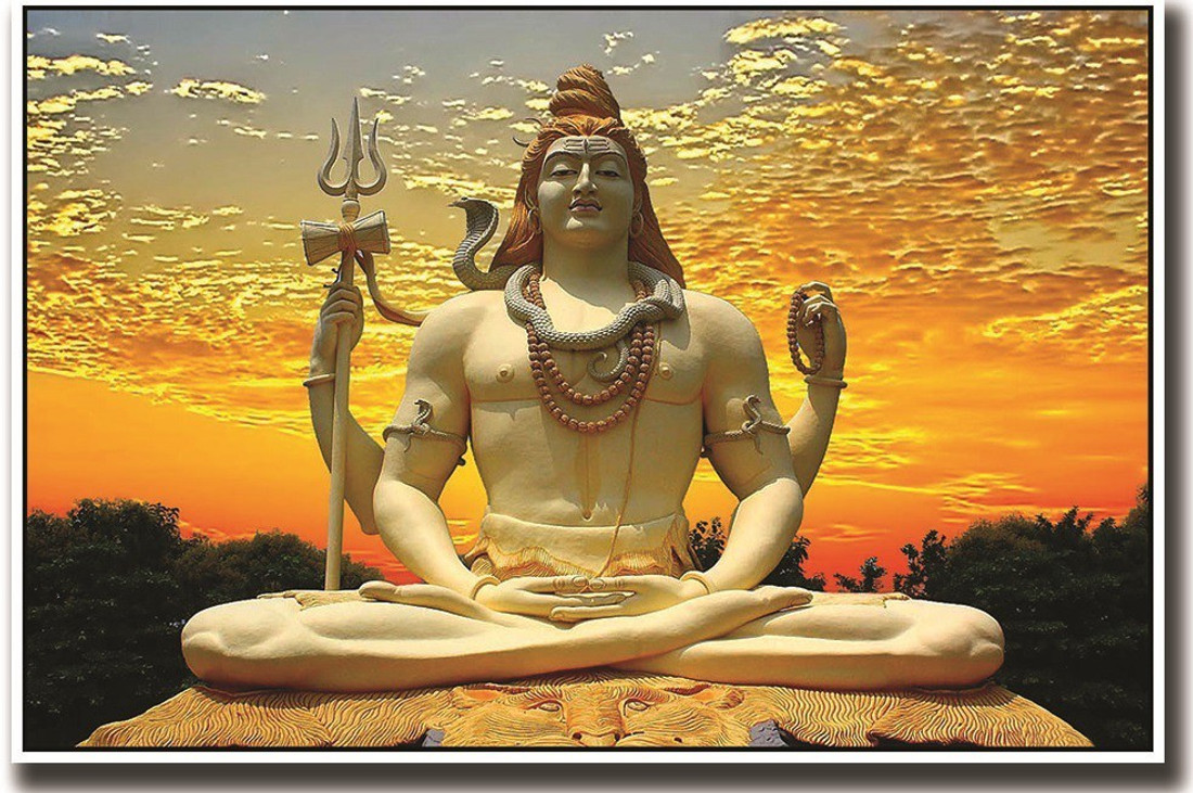 Poster Beautiful Lord Shiva Statue And Yellow Sky Fine sla152 ...