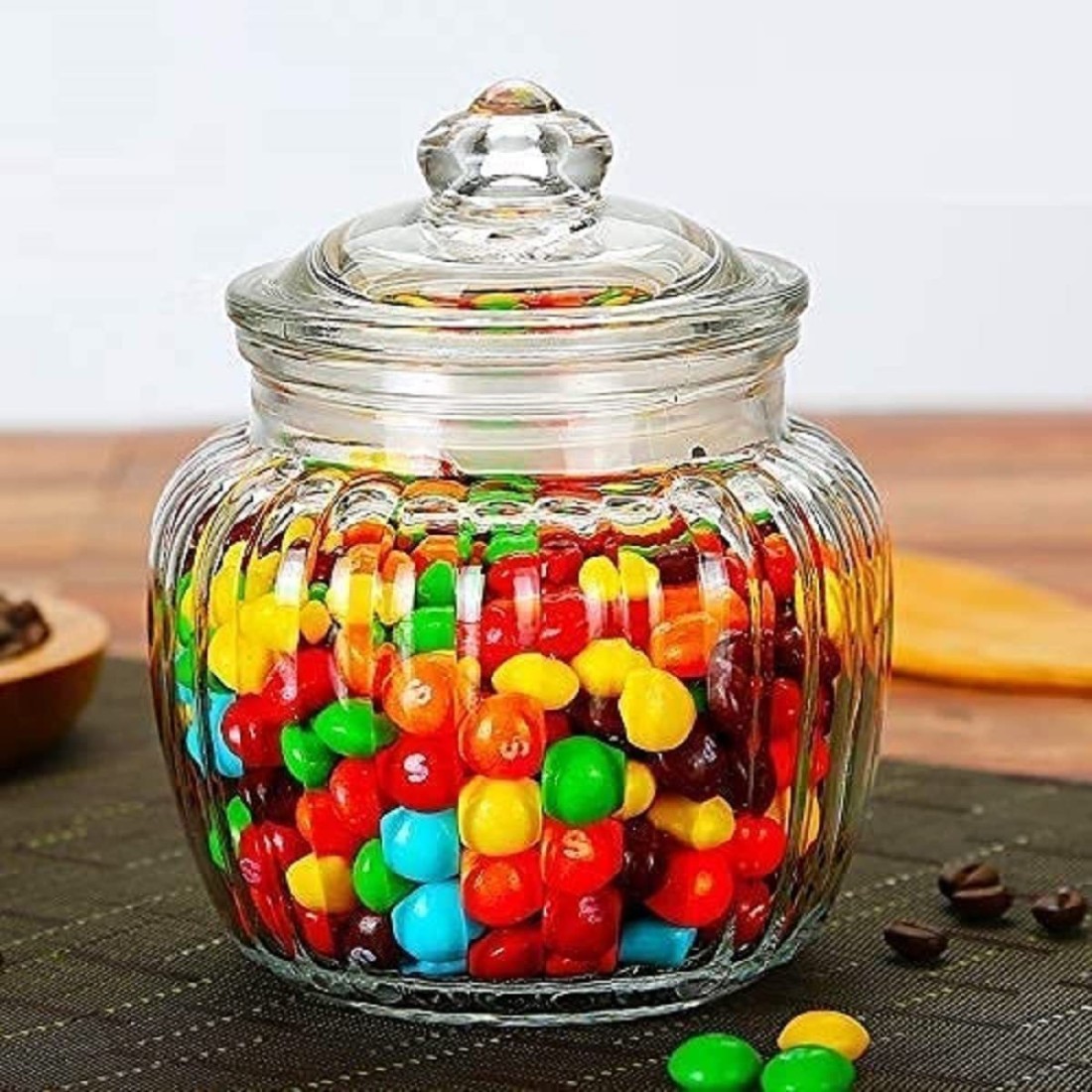 Glass JAR for Storage Random Design 2300ML, Big Size Pop Jar- Glass Tea  Coffee & Sugar Container Pickle jar for Cookie Jar set of 2