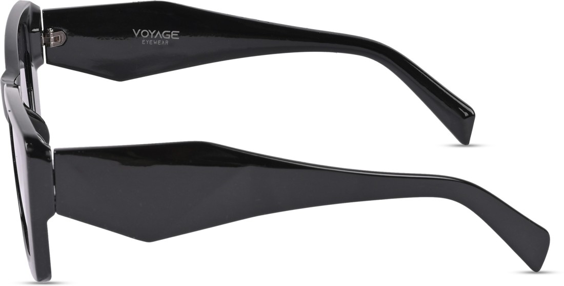 Buy Voyage Black Oval Sunglasses Men & Women (6506MG3825, Black Frame