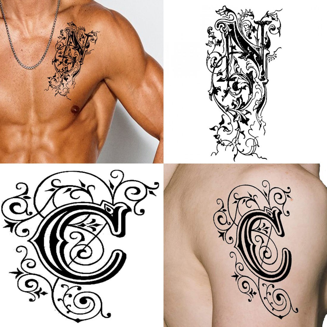 S Name Alphabet Tattoo Waterproof For Men and Women Temporary Body Tattoo