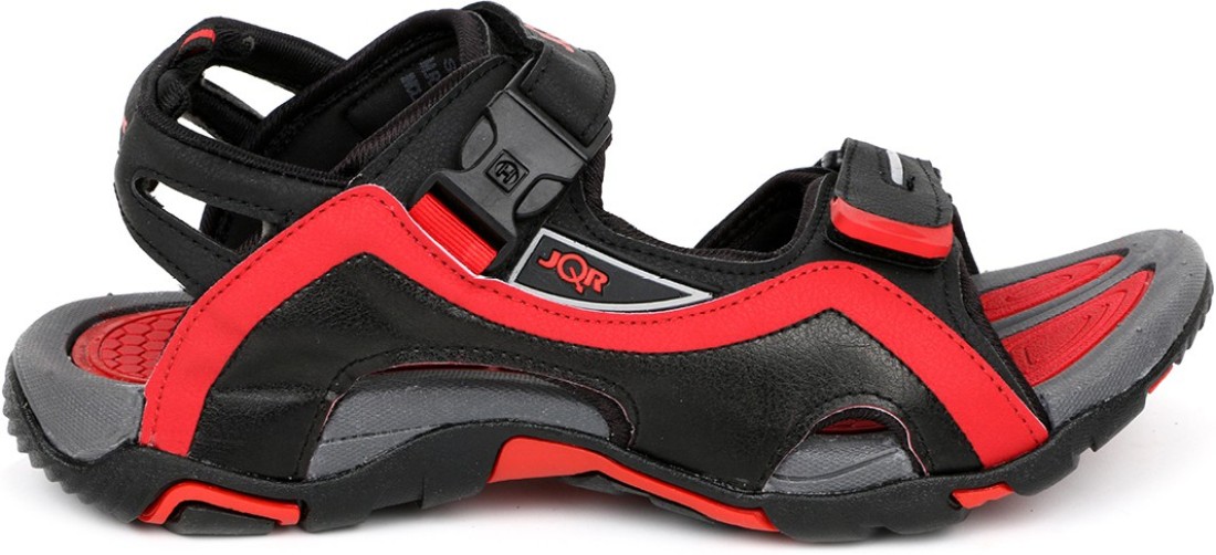 JQR Men Black, Red Sandals - Buy Black 