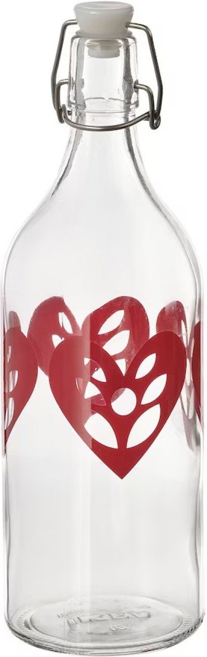 VINTERFINT Bottle with stopper, glass red, 17 oz - IKEA