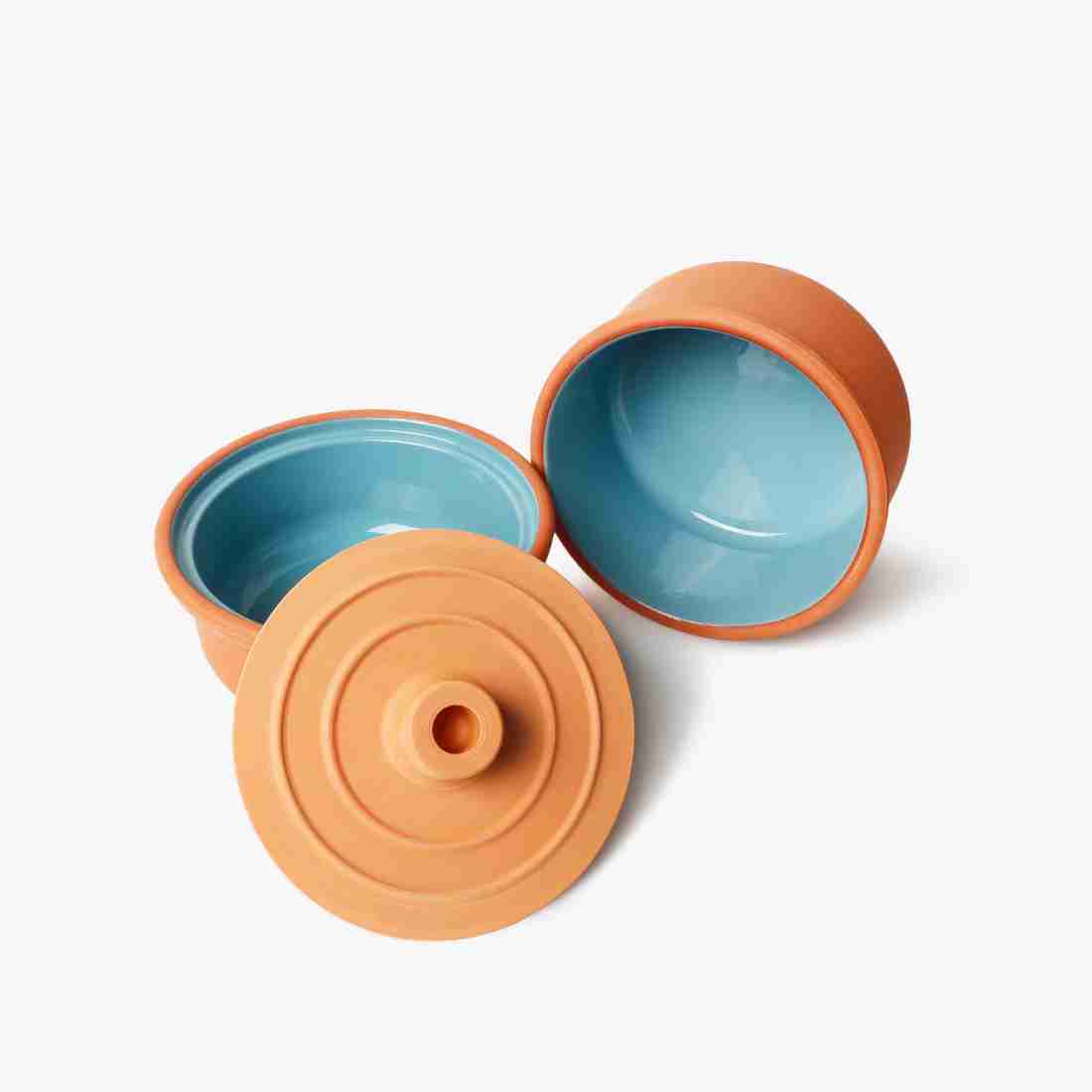 CASADECOR Terracotta Casserole Set with Cover Lid Pack of 2 Cook