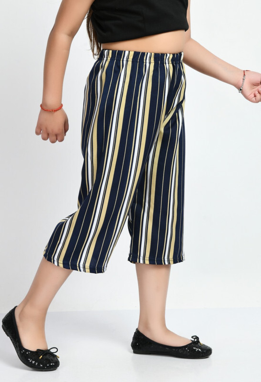 IndiWeaves Capri For Girls Casual Striped Pure Cotton Price in