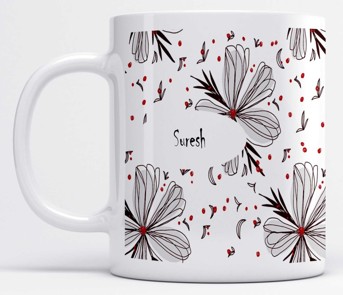 LOROFY Name Suresh Printed Flower Forest Design Ceramic Coffee Mug ...