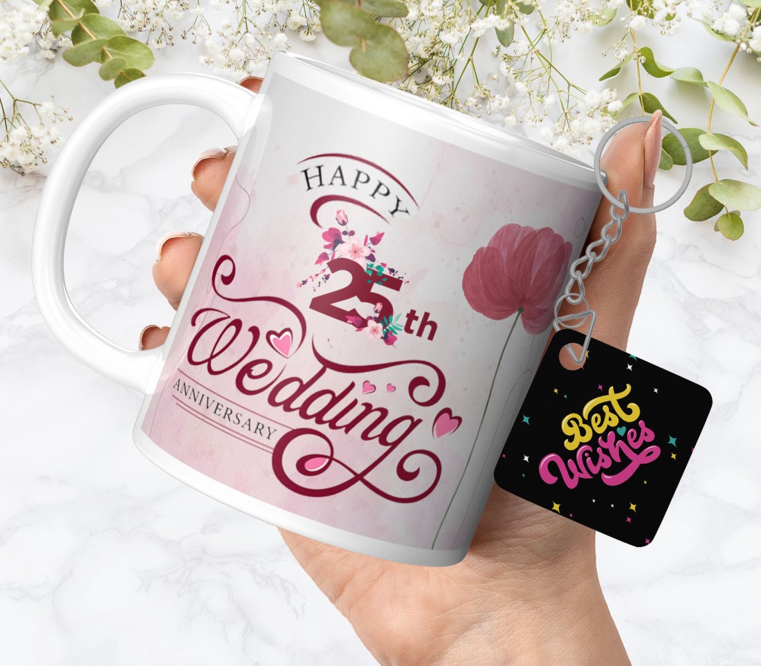 NH10 DESIGNS Happy 25th Wedding Anniversary Printed Coffee Cup ...