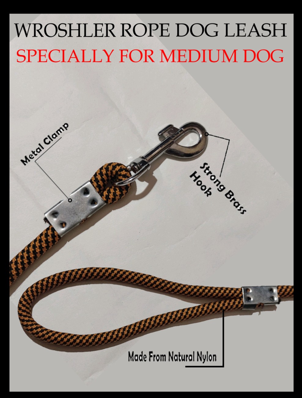 WROSHLER Heavy Nylon Rope Leash for Dogs with Hook for Large Dogs 150 cm Dog  Cord Leash Price in India - Buy WROSHLER Heavy Nylon Rope Leash for Dogs  with Hook for