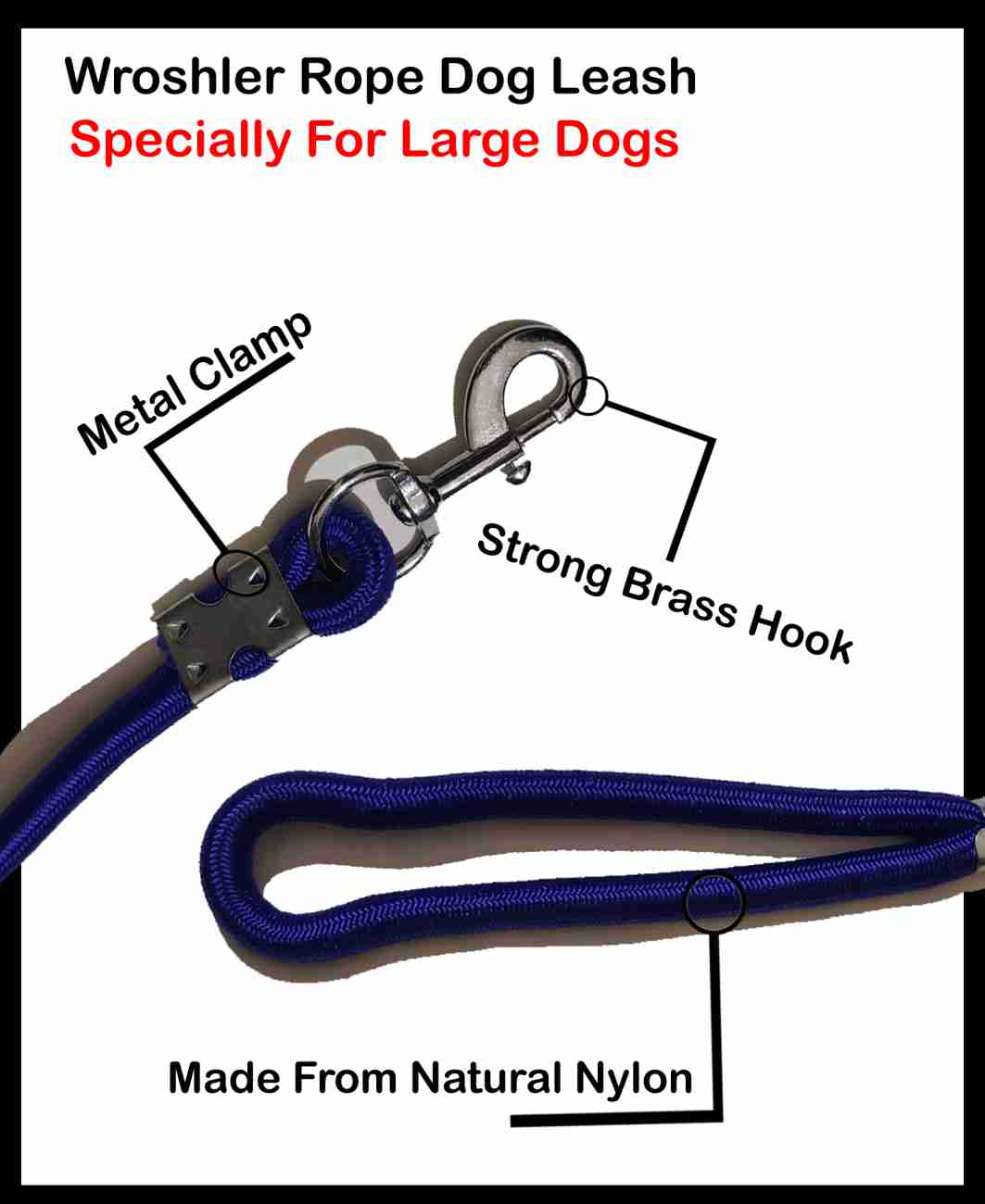 WROSHLER Heavy Nylon Rope Leash for Dogs with Hook for Large Dogs 150 cm Dog  Cord Leash Price in India - Buy WROSHLER Heavy Nylon Rope Leash for Dogs  with Hook for