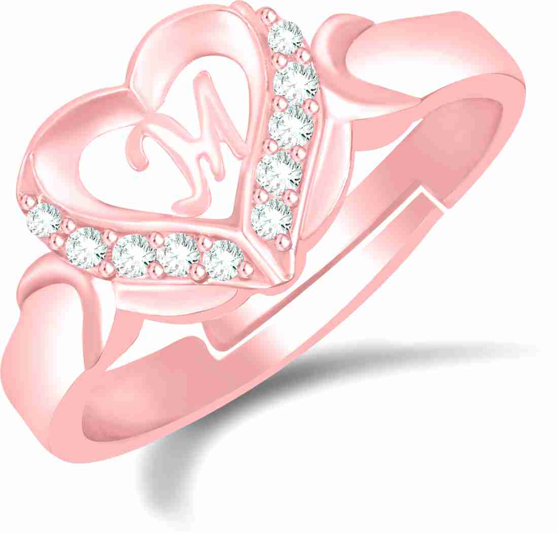 MEENAZ Heart Valentine Ring Love M letter name Propose Engagement ...