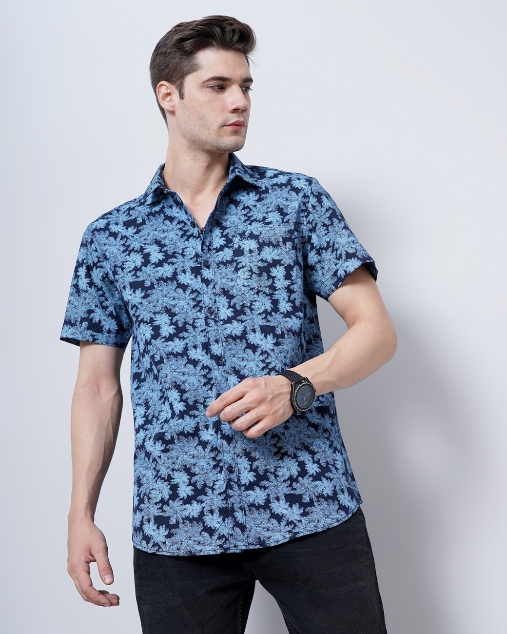 Mens floral short sleeve dress sales shirts