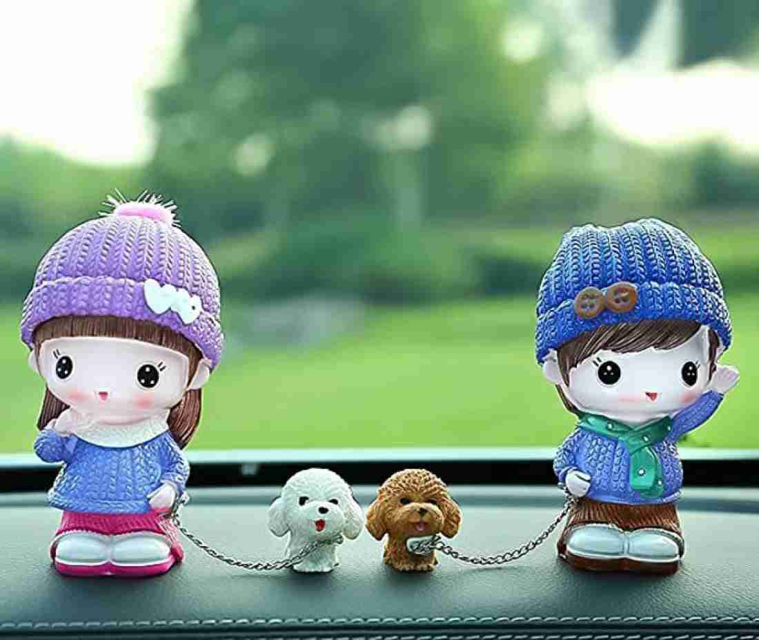 mark india Lovely Boy Girl and Dog Car Cute Resin Ornaments Suit