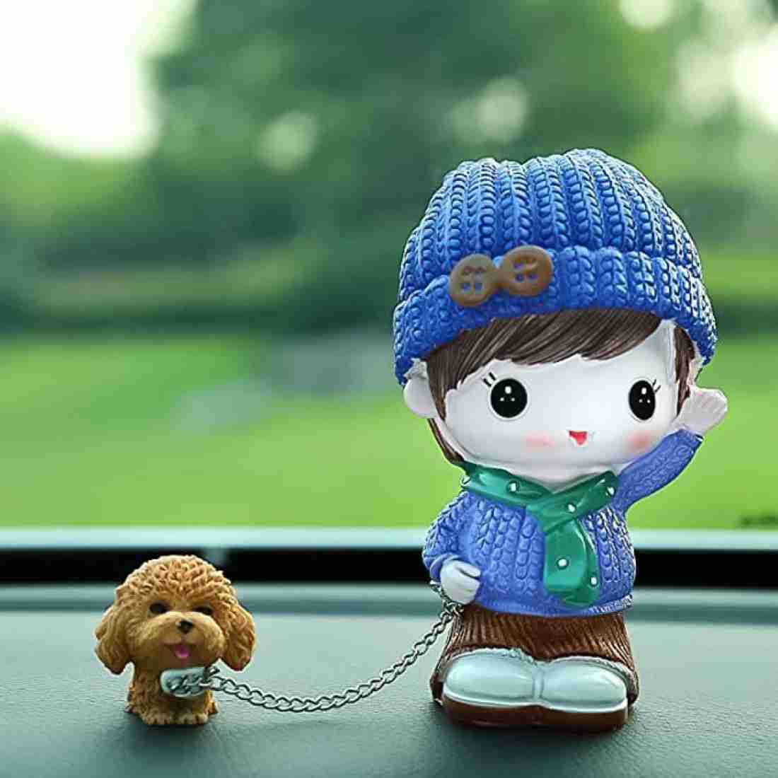 mark india Lovely Boy Girl and Dog Car Cute Resin Ornaments Suit