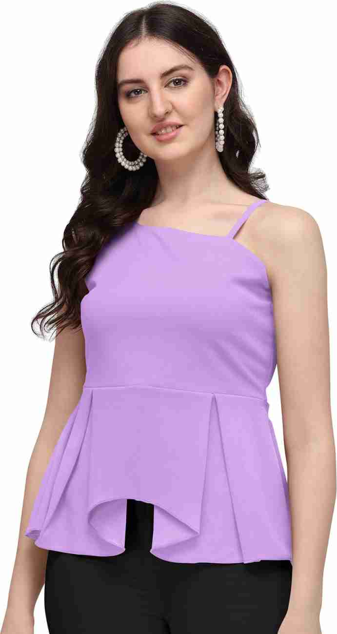 DM MART Casual Solid Women Purple Top - Buy DM MART Casual Solid ...