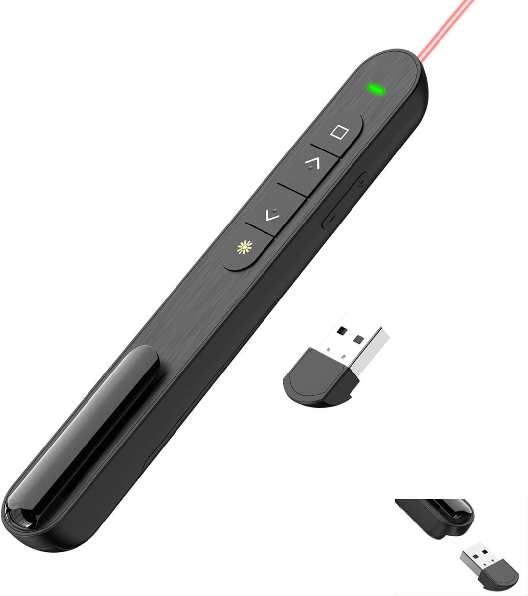 Presentation Clicker Wireless Presenter Remote, PowerPoint Clickers with  Laser Pointer, RF 2.4GHz USB Wireless Presenter Clicker for PowerPoint  Presentations for Mac/Laptop/Computer 