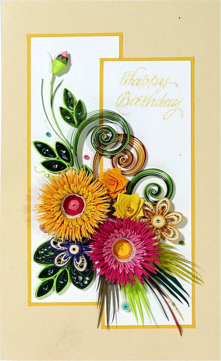 Swapnil Arts Handmade 3d Happy Birthday Greeting Card Yellow
